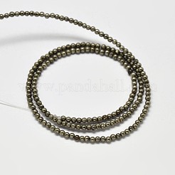 Natural Pyrite Round Beads Strands&nbsp;G-F197-10-3mm