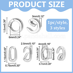 3Pcs 3 Styles 925 Sterling Silver Spring Gate Rings&nbsp;STER-ME0001-52