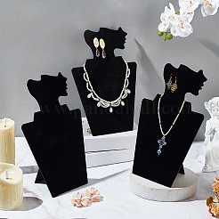 Velvet and Cardboard Side Face Profile Necklace Displays&nbsp;CON-WH0105-09