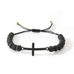 Natural Lava Rock Round Bead Braided Bead Bracelets&nbsp;FL7803-1