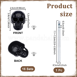 16 Bags Skull Alloy Decorative Rivets&nbsp;DIY-DR0007-75EB
