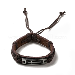 Alloy Rectangle with Cross Link Bracelet&nbsp;BJEW-C037-01B
