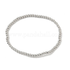 Brass Round Beaded Stretch Bracelets for Men Women&nbsp;BJEW-B148-05A-P