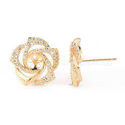 Brass Micro Pave Clear Cubic Zirconia Stud Earrings Findings&nbsp;KK-T062-124G-NF