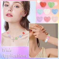 16Pcs 8 Colors Drusy Heart Resin Rhinestone Beads&nbsp;RESI-YW0006-24