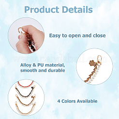 4Pcs 4 Colors ABS & Iron & Alloy & PU Leather Handbag Chain Straps&nbsp;FIND-HS0001-36B