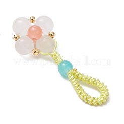 Baking Paint Imitation Jade Glass Woven Clover Pendant Decorations&nbsp;HJEW-JM03148-02