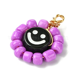 15 Pcs Acrylic Glass Seed Beaded Pendants&nbsp;PALLOY-MZ00294