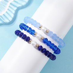3Pcs Glass & Imitation Pearl Beads Stretch Bracelets for Women&nbsp;BJEW-JB12853