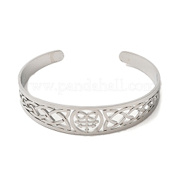 Non-Tarnish 304 Stainless Steel Hollow Cuff Bangles&nbsp;BJEW-Z022-02P