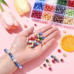 540Pcs 36 Style Baking Paint Pearlized Glass Pearl Round Bead&nbsp;HY-YW0001-11
