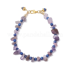 Natural Lapis Lazuli & Amethyst Chip Beaded Bracelets for Women&nbsp;BJEW-JB12526-01