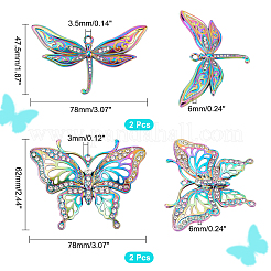 4Pcs 2 Style Rack Plating Rainbow Color Alloy Big Pendants&nbsp;FIND-CA0004-56