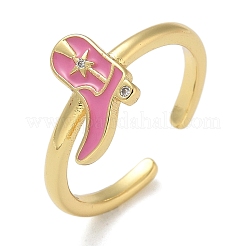 Rack Plating Brass Micro Pave Cubic Zirconia Open Cuff Rings for Women&nbsp;KK-K392-59G-03