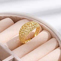 Rack Plating Brass Cuff Finger Rings for Women&nbsp;RJEW-M028-20G