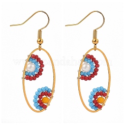 Oval Dangle Earrings&nbsp;EJEW-JE04191-03