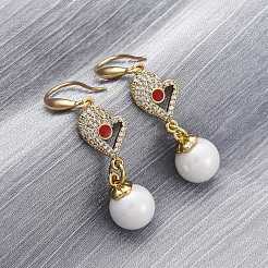 Brass Micro Pave Clear Cubic Zirconia Dangle Earrings&nbsp;EJEW-F362-01G