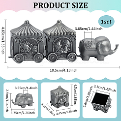 Tibetan Style Zinc Alloy Elephant Train Engraved My First Curl/Tooth Boxes&nbsp;CON-WH0089-108AS