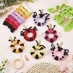DIY Handmade Woven Cotton Ladybird Keychain Making Kits&nbsp;DIY-SC0028-10