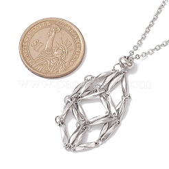 Crystal Stone Cage Pendant Necklaces&nbsp;NJEW-JN04758-03