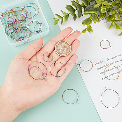 40Pcs 4 Colors PVD Vacuum Plating 316L Surgical Stainless Steel Hoop Earring Findings&nbsp;STAS-PH0001-60M