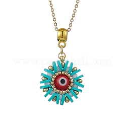 Glass Seed Beads & Polymer Clay & Evil Eye Lampwork Pendant Necklaces&nbsp;NJEW-MZ00101-02