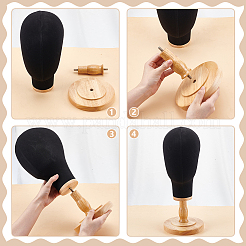Head Shaped Wood Covered with Cloth Hat Display Racks&nbsp;AJEW-WH0816-101