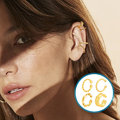4Pcs 4 Styles 925 Sterling Silver Cuff Earrings&nbsp;EJEW-PH0001-38G