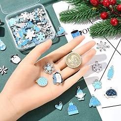 50Pcs 25 Styles Winter Theme Alloy Enamel Pendants&nbsp;ENAM-YW0005-59