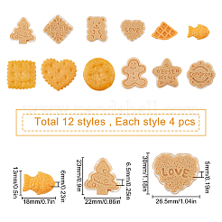 48Pcs 12 Style Resin Cabochons&nbsp;RESI-SC0001-81