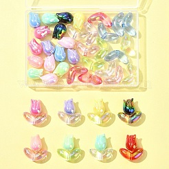 48Pcs 2 Styles UV Plated Acrylic Beads&nbsp;SACR-FS0001-37