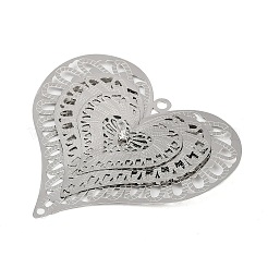 304 Stainless Steel Crystal Rhinestone 3D Heart Connector Charms&nbsp;STAS-H236-10P