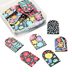 24Pcs 6 Style Embossed Printed Acrylic Pendants&nbsp;SACR-CJ0001-13