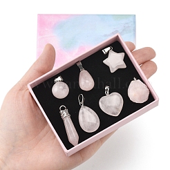 DIY Natural Rose Quartz Pendants & Waxed Cord Necklaces Making Kits&nbsp;DIY-FS0008-74