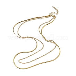 304 Stainless Steel Flat Snake Chain Twisted Chain Double Layer Necklaces&nbsp;NJEW-S453-01G-A