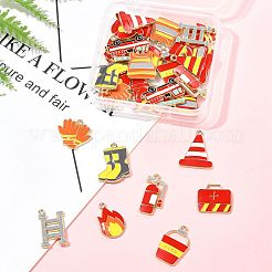 30Pcs 15 Styles Fire Fighting Theme Alloy Enamel Pendants&nbsp;FIND-FS0004-82
