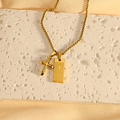 Cross & Rectangle 304 Stainless Steel Pendant Necklaces&nbsp;FS-WGE99ED-01