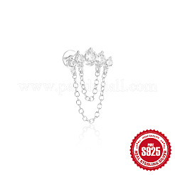 Moon 925 Sterling Silver Micro Pave Clear Cubic Zirconia Cartilage Earrings with Tassel Chains&nbsp;FS-WGA2317-06