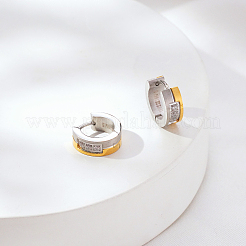Two Tone 304 Stainless Steel Micro Pave Cubic Zirconia Hoop Earrings for Women&nbsp;CI7583
