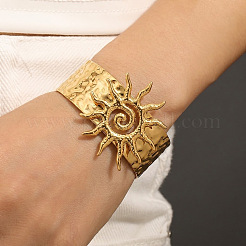 304 Stainless Steel Spiral Sun Open Cuff Bangles for Women&nbsp;DD9785