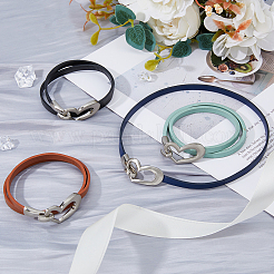 4Pcs 4 Colors PU Leather Simple Plain Double Loops Wrap Bracelets Set with Alloy Heart Clasps for Women&nbsp;BJEW-FI0001-73