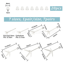7 Pair 7 Size 925 Sterling Silver Stud Earring Findings&nbsp;STER-PH0001-17