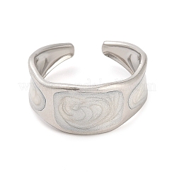 304 Stainless Steel Wide Band Open Cuff Ring for Women&nbsp;RJEW-F160-02P