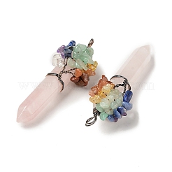 7 Chakra Pointed Natural Rose Quartz Big Pendants&nbsp;G-C012-01R-01