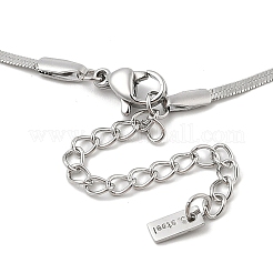 304 Stainless Steel Heart Pendant Flat Snake Chain Necklaces for Women&nbsp;NJEW-F328-09P
