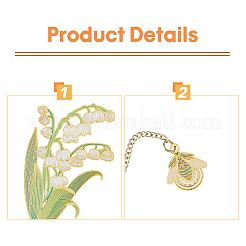 May Lily of the Valley Flower Enamel Bookmarks&nbsp;AJEW-WH0348-217