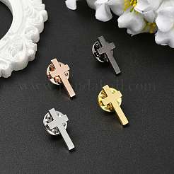 4Pcs 4 Colors Cross Brass Brooches&nbsp;JEWB-CJ0003-54