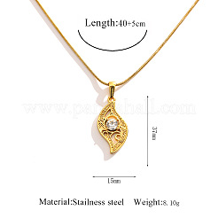 304 Stainless Steel Crystal Rhinestone Hollow Pendant Necklaces&nbsp;WG5EFC4-05