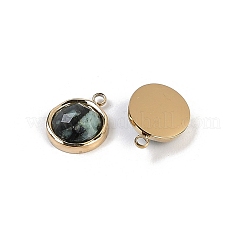 Natural African Turquoise(Jasper) Faceted Flat Round Charms&nbsp;STAS-I325-147G-01