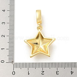 Brass Micro Pave Clear Cubic Zirconia Star European Dangle Charms&nbsp;KK-U044-07G